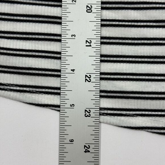 Woman's APT 9 White Black Striped Open Sleeve Top T-Shirt Blouse w/ Necklace - Picture 8 of 9